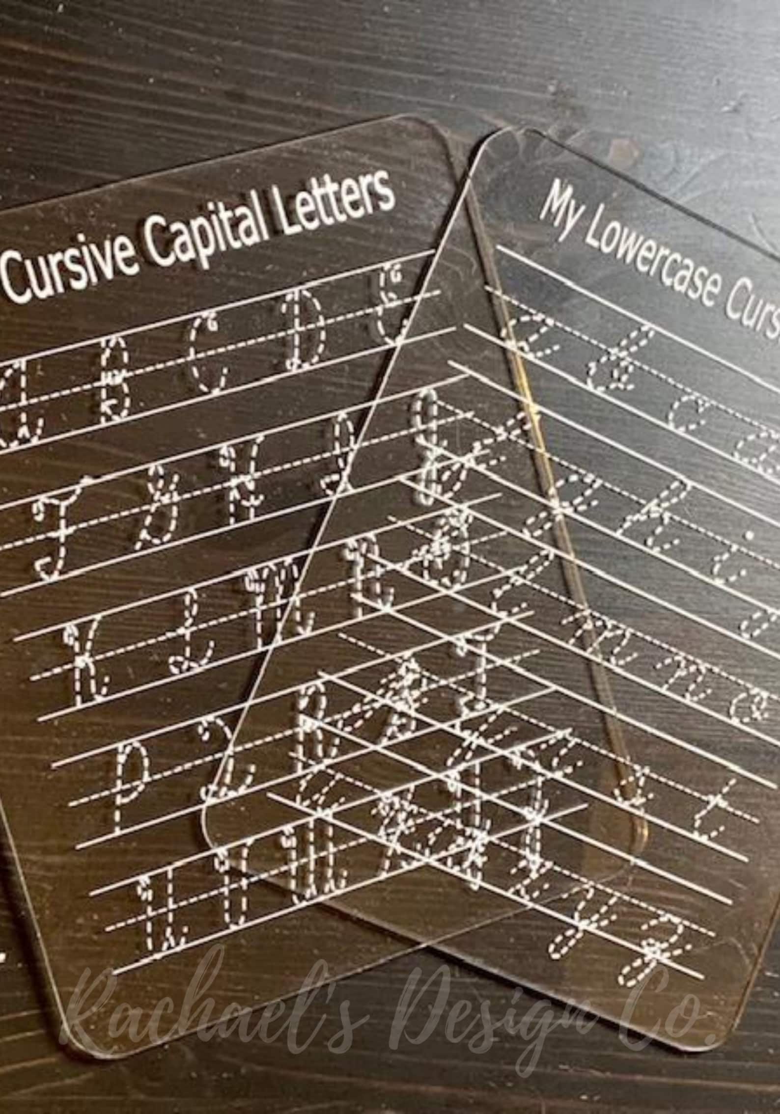 Set of Two Acrylic Cursive Letter Tracing Boards - Capital and Lower ...
