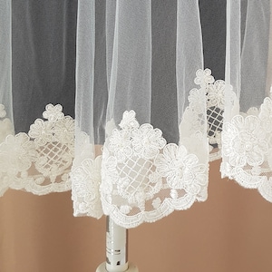 Bridal Veil, Lace Wedding Veil, Ivory Cathedral Veil, Beaded Veil, Bridal Hair Comb, Tulle Veil, Elbow Veil, Soft Tulle Veil, Romantic Veil