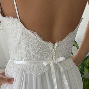 Boho Lace Wedding Dress, Chiffon and Lace Wedding Dress, Garden Wedding Dress, Elopement Wedding Dress, Beach Wedding Dress