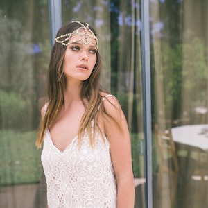 Deep V Boho Wedding Dress, Loose Boho Wedding Dress, Beach Wedding, Hippie Wedding Dress, Open Back, Lace Wedding Dress