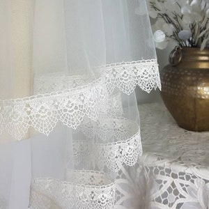 Classic Veil, Bridal Veil, Lace Wedding Veil, Ivory Cathedral Veil, Bridal Hair Comb, Tulle Veil, Elbow Veil, Soft Tulle Veil, Romantic Veil