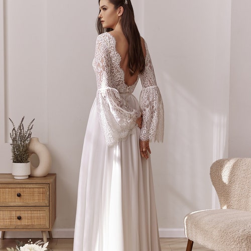 green emerald velvet dress Ball Gown Long Sleeves Lace Floral Wedding Dresses