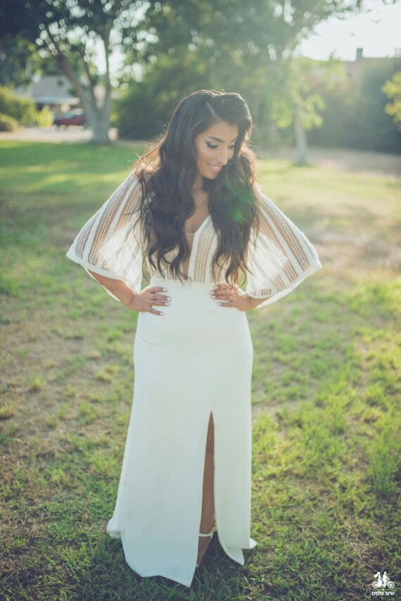Flutter Sleeve Gypsy Wedding Dress Boho Wedding Dress Etsy