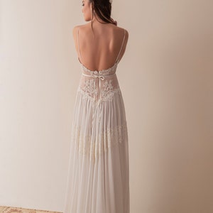 Open back lace and chiffon bridal gown