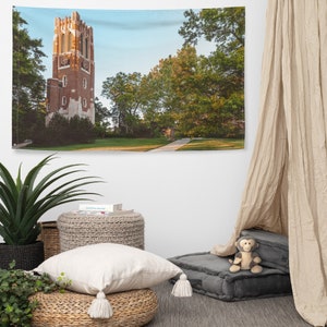 MSU Spartans Wall Art, Michigan State University Art, Tapestry Home Dorm Decor, Michigan College Gift, Lansing, Michigan State Tapestry