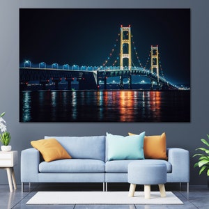 Mackinac Island Art, Mackinac Bridge Print, Michigan Wall Art, Home Office Decor, Canvas Metal Photo Print, Michigan Gift, Pure Michigan art