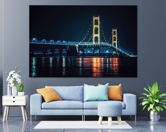 Mackinac Island Art, Mackinac Bridge Print, Michigan Wall Art, Home Office Decor, Canvas Metal Photo Print, Michigan Gift, Pure Michigan art