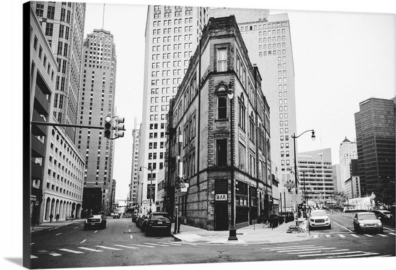 Detroit Michigan Canvas Print Wall Art Vintage Downtown Etsy