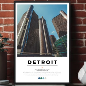 Detroit Print, Detroit Poster, Detroit Wall Art, Detroit Ren Cen Photo, Michigan Print, Detroit Gift, Detroit svg, Michigan Wall Art