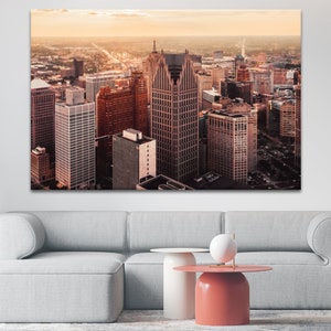 Detroit MI Art, Detroit Downtown Print, Detroit Gift, Michigan Photo Print, Michigan Home Office Decor, Pure Michigan, 3 Panel Wall Art