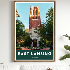 Michigan State University Print, MSU Spartans Wall Art, MSU Poster, Michigan State University Campus Print, MSU Gift, East Lansing Michigan