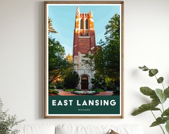 Michigan State University Print, MSU Spartans Wall Art, MSU Poster, Michigan State University Campus Print, MSU Gift, East Lansing Michigan