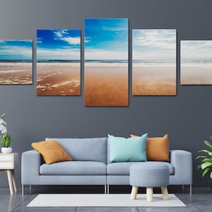 Beach Ocean Wall Art: Panoramic, Multi Panel, Home Office Decor Canvas Metal (Single Panel/3 Panel/5 Panel Available)