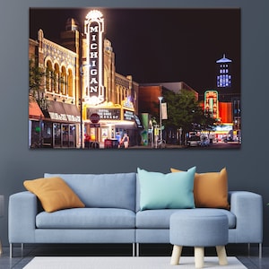 Michigan Ann Arbor Wall Art Art, Ann Arbor Street Photo Print, University of Michigan Gift, Canvas Metal Print, Home Office Dorm Decor