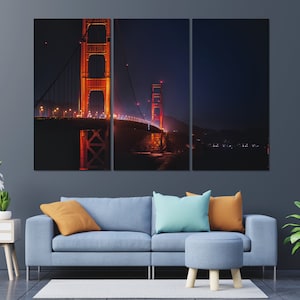San Francisco Art, San Fran Golden Gate Print, San Fran Home Decor, Modern Wall Art, Golden Gate Bridge Art, Bay Area Gift, Canvas Metal