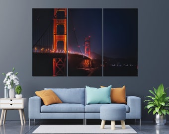 San Francisco Art, San Fran Golden Gate Print, San Fran Home Decor, Modern Wall Art, Golden Gate Bridge Art, Bay Area Gift, Canvas Metal