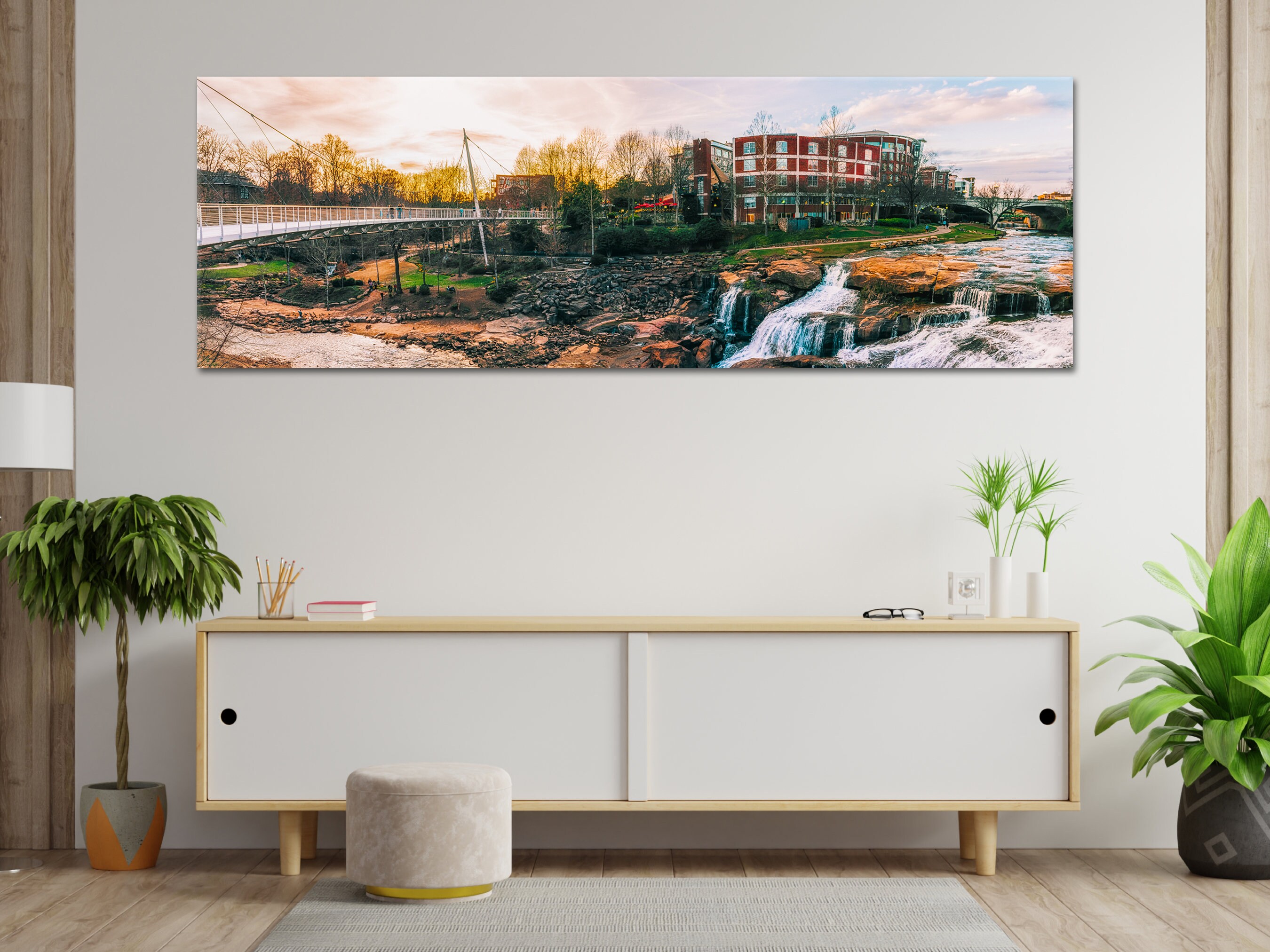 Greenville SC Falls Park Print, Greenville SC Art, Liberty Bridge