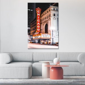 Chicago Wall Art, Chicago Theater Photo Print, Home Office Decor, Canvas Metal Photo Print, Downtown Chicago Photo, Vintage Chicago Art