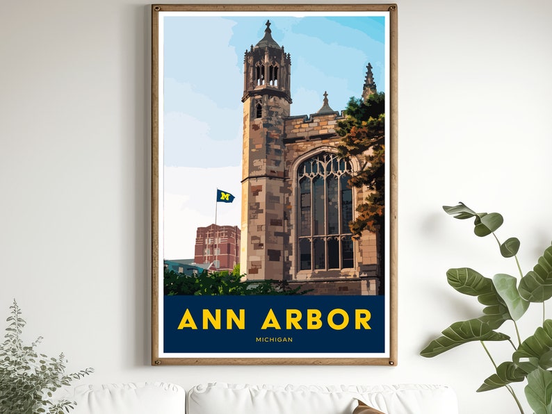 U Mich Ann Arbor Poster University of Michigan Poster Etsy