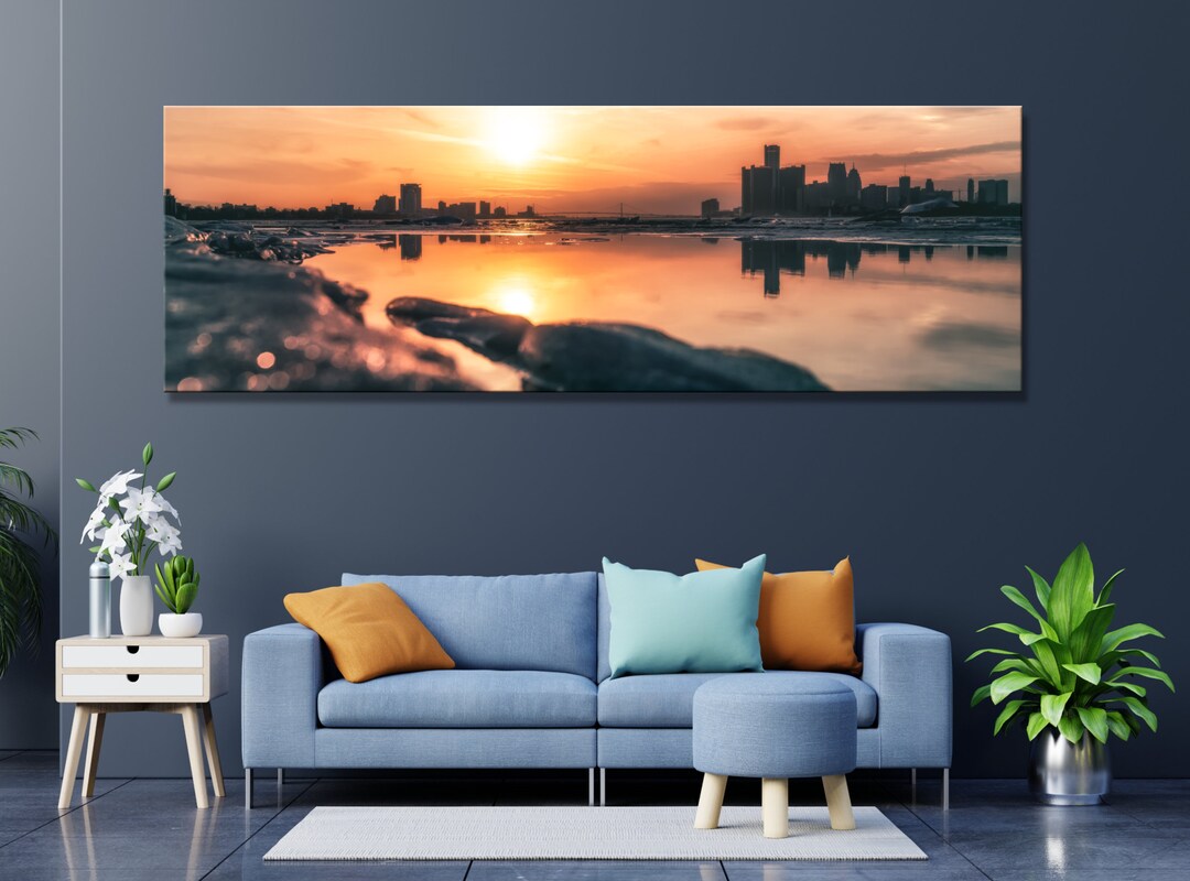 Detroit MI Art, Detroit Skyline Print, Detroit Gift, Detroit Winter