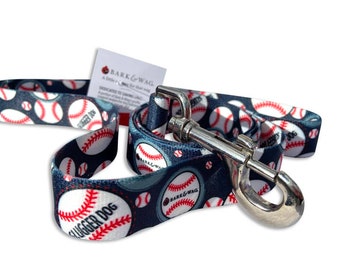 Bark & Wag Baseball Dog Leash, Sports Dog Leash for Baseball Lover, Durable Nylon Pet Leash, Baseball Team Gift, Made in USA