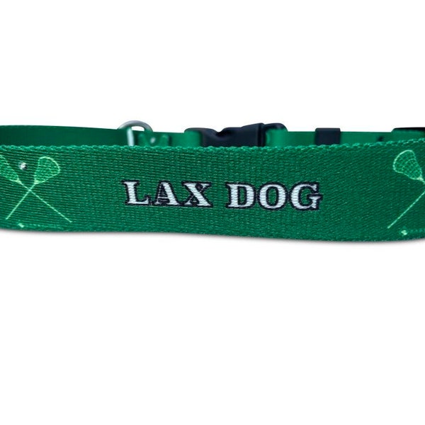 Bark & Wag LAX Lacrosse Green Dog Collar, sports dog collar, doggy lover, gift, dog lover, printed dog collar, boy and dog collar