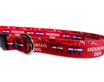 Bark & Wag Colorado Bear and Moose Mountain Dog Collar, sports dog, doggy lover, gift, printed dog collar, moose and bear, boy and girl dog