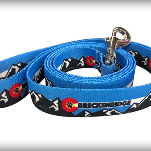Breckenridge Colorado Blue Dog Leash, Premium Pet Leash, Training Dog Leash, Outdoor Dog Leash, Comfortable Dog Leash, Adjustable Dog Leash