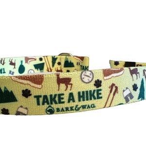 Bark & Wag Take a Hike dog collar, sports dog dog collar, doggy lover, gift, hiker printed dog  leash, boy and girl dog, walking leash