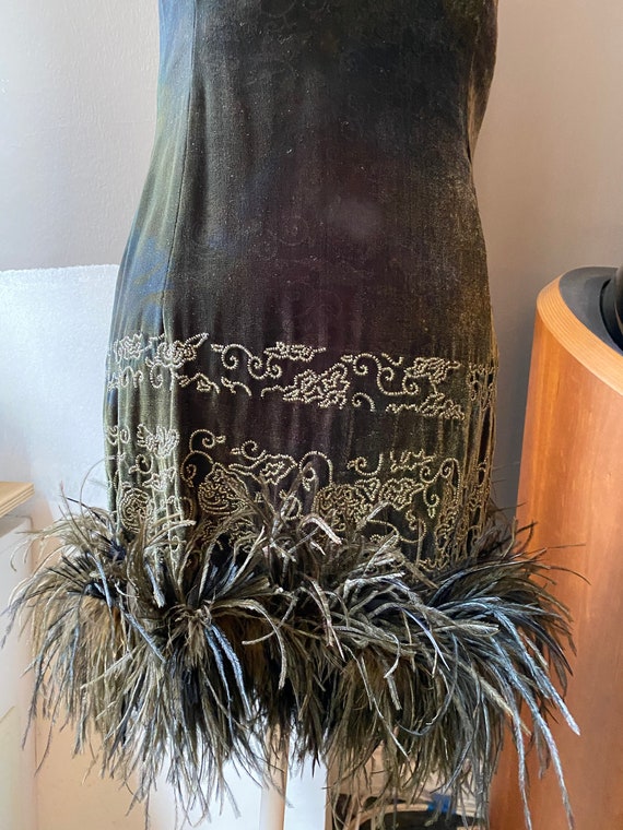 Dark green velvet designer dress
