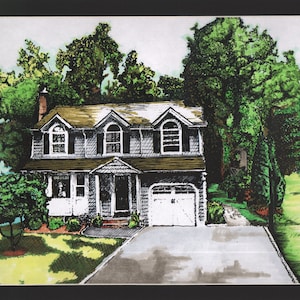 Watercolor Sketch, portrait of your home painted in watercolor with ink details, Custom watercolor painting from your photos