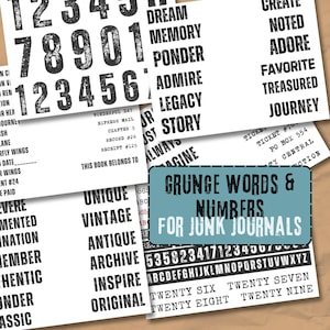 Junk Journal Words & Numbers - Grungy