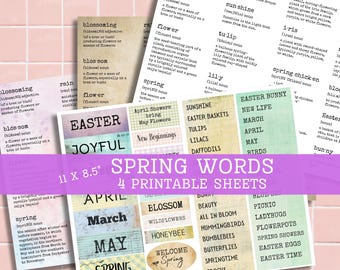 Spring & Easter Words for Junk Journals (Digital Download)