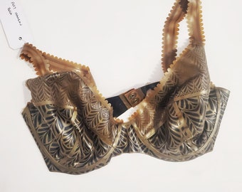 Art Deco latex bra with laser cut lace