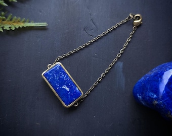 Lapis Lazuli Bracelet - Handmade Gold-tone Bracelet