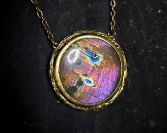 Purple Sunset Labradorite Necklace - Handmade Celestial Pendant