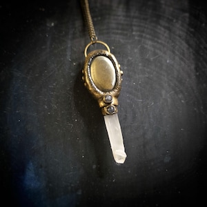 pyrite quartz point milky white rose quartz unique gold fool's gold witchy abundance money love amplification lovely
unusual gift for her gothic alt