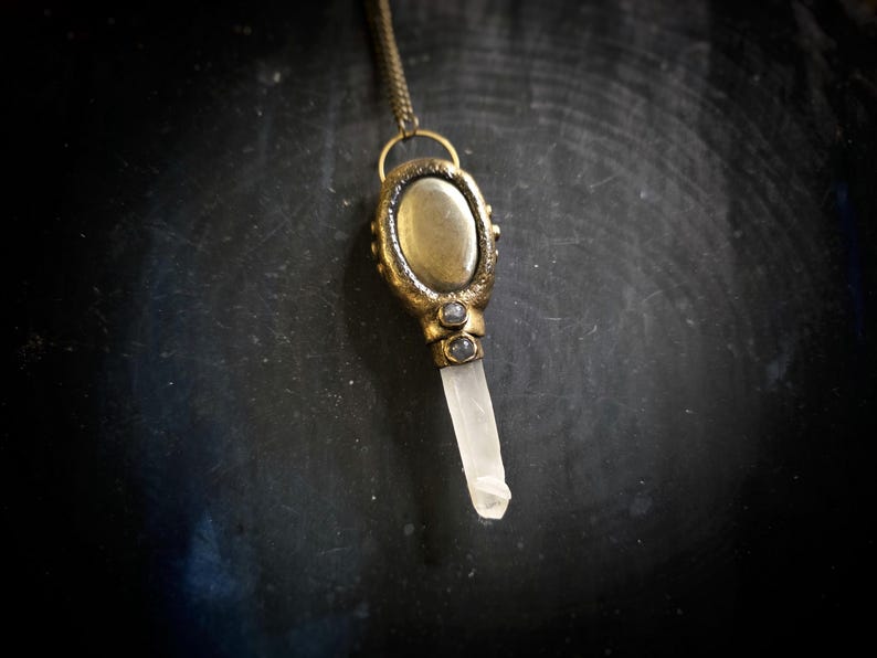 pyrite quartz point milky white rose quartz unique gold fool's gold witchy abundance money love amplification lovely
unusual gift for her gothic alt