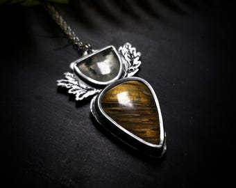 Nellite and Prehnite Evergreen Pendant - Handmade Necklace