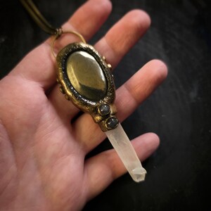 pyrite quartz point milky white rose quartz unique gold fool's gold witchy abundance money love amplification lovely
unusual gift for her gothic alt