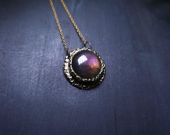 Purple Labradorite Pendant - Handmade Necklace