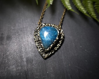 Blue Apatite Pendant - Handmade Necklace