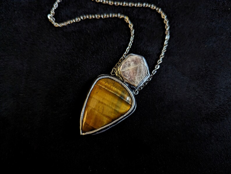 record keeper corundum ruby tiger eye tigers eye necklace pendant silver jewelry talisman grounding strength handmade