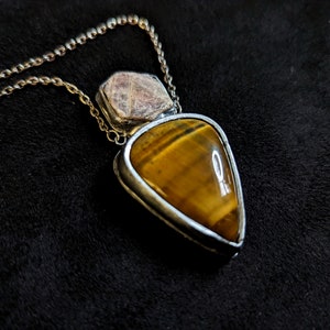 record keeper corundum ruby tiger eye tigers eye necklace pendant silver jewelry talisman grounding strength handmade