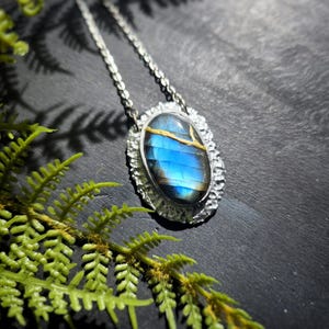 Labradorite Kintsugi Pendant - Handmade Necklace