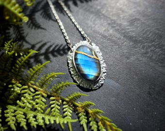 Labradorite Kintsugi Pendant - Handmade Necklace