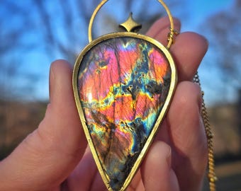 Sunset Labradorite Star Necklace - Handmade Celestial Pendant