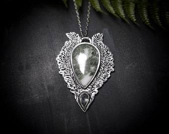 Seraphite in Quartz Evergreen Pendant - Handmade Necklace