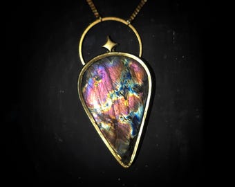 Sunset Labradorite Star Necklace - Handmade Celestial Pendant