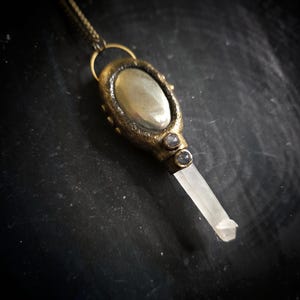 pyrite quartz point milky white rose quartz unique gold fool's gold witchy abundance money love amplification lovely
unusual gift for her gothic alt